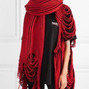 Balenciaga oversized distressed ribbed wool Scarf